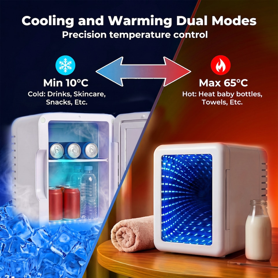 image 1 of Spector Portable Camping Fridge Freezer, Heat & Cool, 7 LED Lights, White