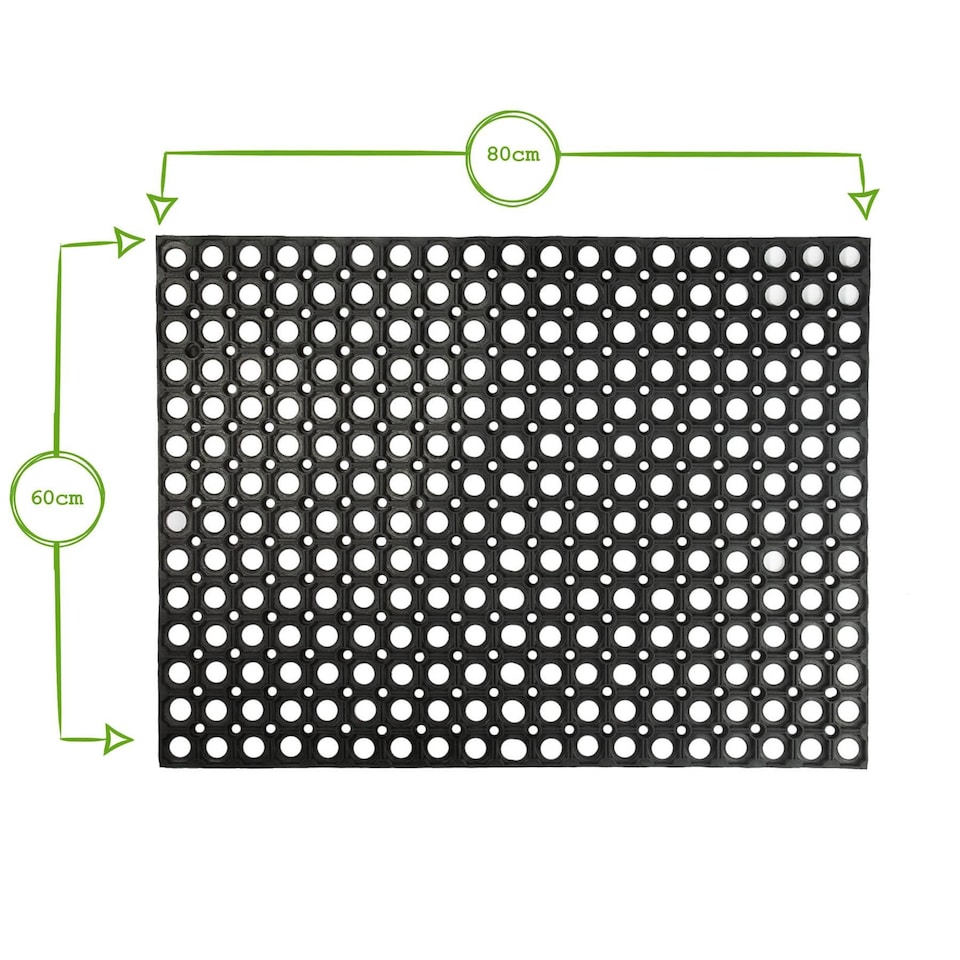 image 1 of Nicola Spring Heavy Duty Door Mat - 80 x 60cm - Rubber Indoor Outdoor Floor Mat Dirt Trapper Rug Non Slip Doormat