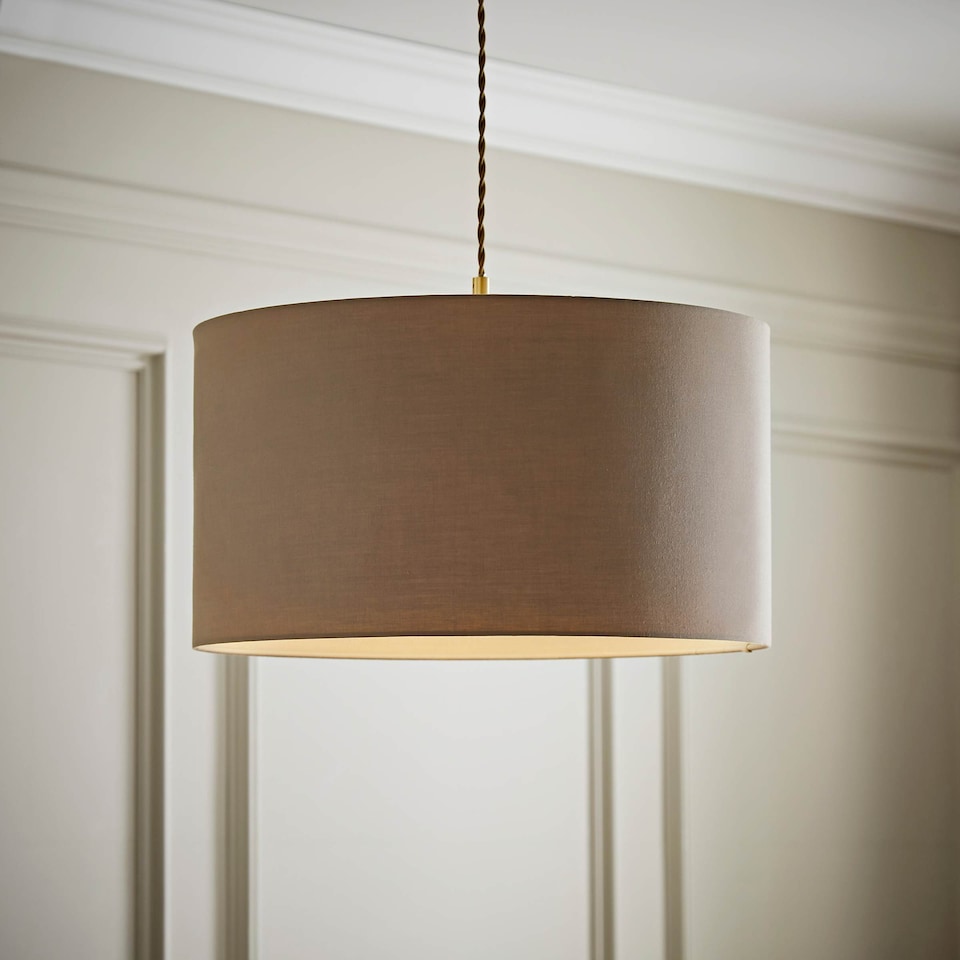 image 1 of ValueLights Reni Taupe Fabric Ceiling Shade and Bulb (D)45cm