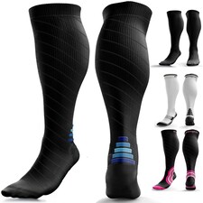 aZengear Compression Socks for Women & Men (20-30 mmHg), Knee-High Flight Socks