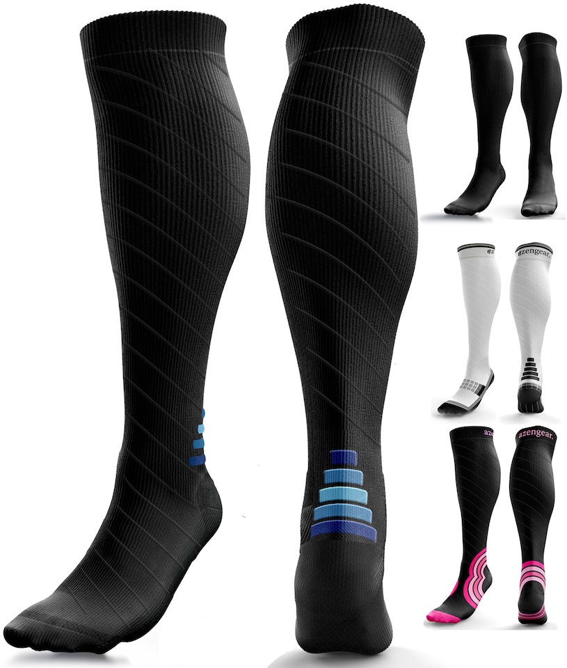 image 1 of aZengear Compression Socks for Women & Men (20-30 mmHg), Knee-High Flight Socks