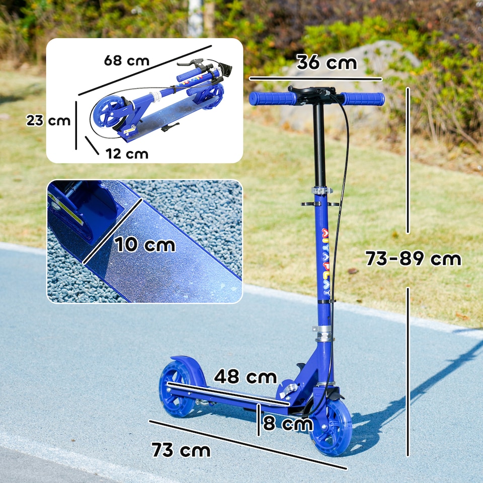 image 1 of AIYAPLAY Scooter for Ages 3-8 Years, Folding Kick Scooter with Adjustable Handle, Two Light Up Wheels, Handbrake, Rear Brake | Blue