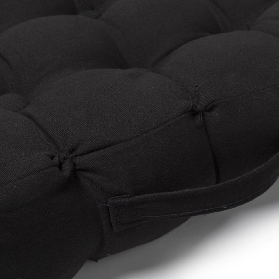 image 1 of Quilted Button Seat Pad Cushion Booster 100% Cotton Cover 45cm Square | Brown