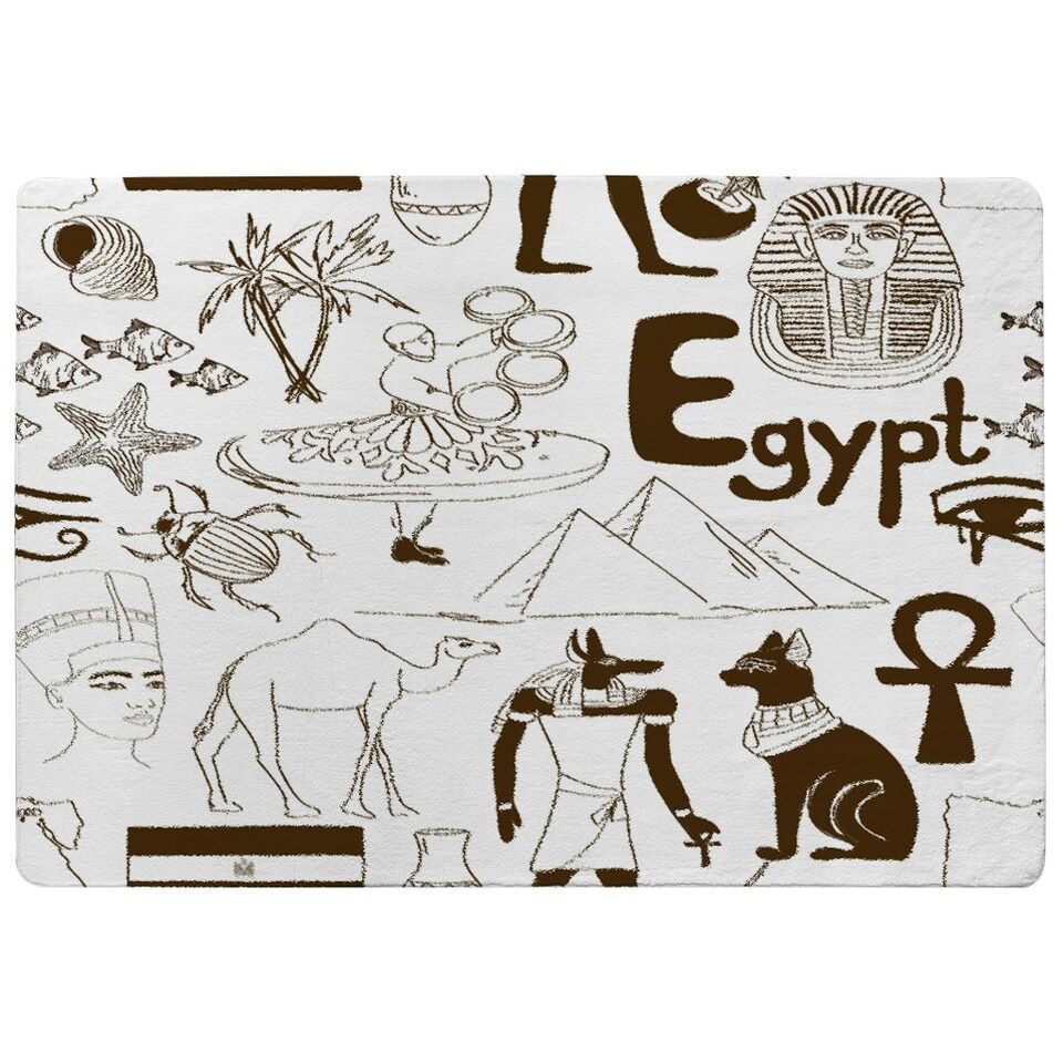 image 1 of Hand drawn sketch Egypt (Rug) White | Medium: 80x150cm