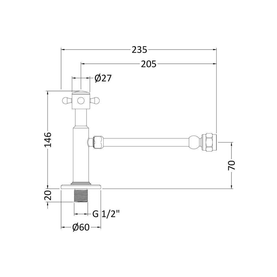 image 1 of Ceramic Accessories Cistern Cut-Off Valve - Chrome