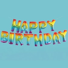 Rainbow Happy Birthday Air Fill Foil Balloon Kit 35cm