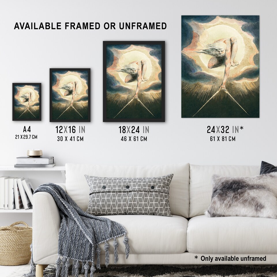 image 1 of Ancient of Days Setting Compass to Earth Blake Huge Wall Art Poster Print 24X32"