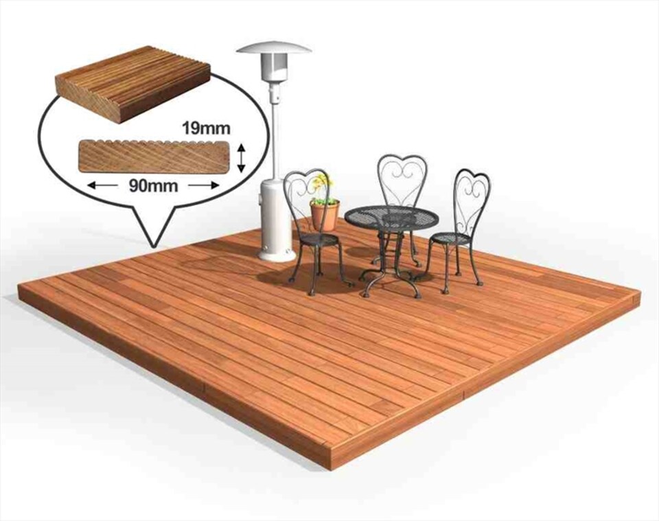 image 1 of eDecks Balau Hardwood Timber Decking Kit, 90mm, 3.6 x 3.6m - No Handrails