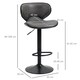 image 7 of HOMCOM Bar Stool Set of 2 PU Leather Adjustable Height Armless Chairs Dark Grey