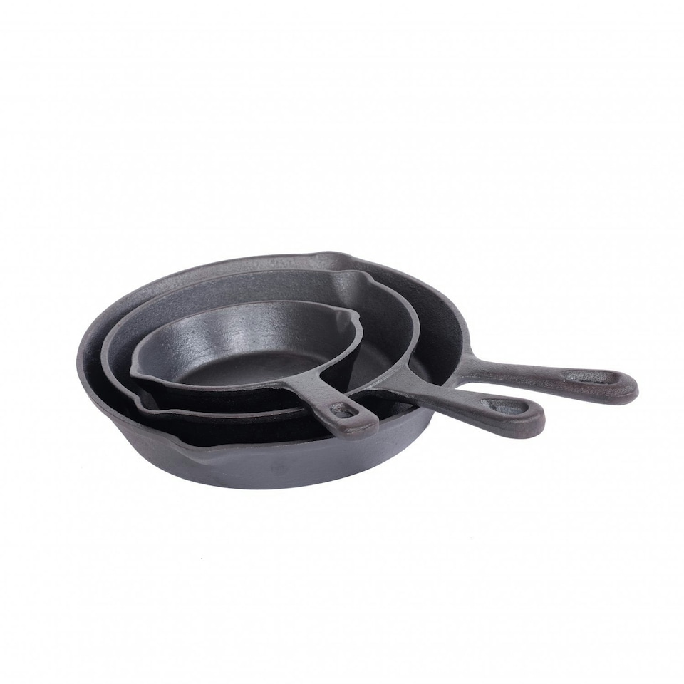 image 1 of Oypla Set of 3 Cast Iron Non Stick Skillet Frying Cooking Pans