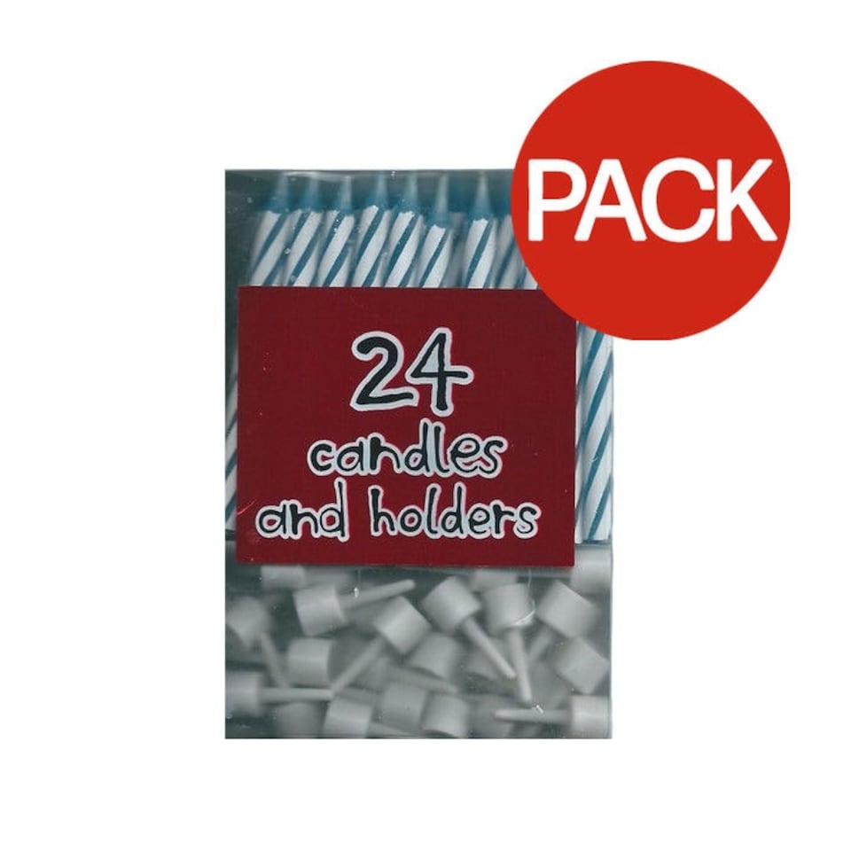 Floso Striped Candles (Pack of 24) - Blue/White - One Size