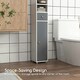 image 5 of COSTWAY Slim Bathroom Cabinet Floor Storage Organizer White Grey