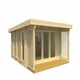 image 2 of Exeter 2-Log Cabin, Wooden Garden Room, Timber Summerhouse, Home Office - L450 x W547 x H241.94 cm Brown