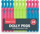 image 1 of 24pk Dolly Pegs for Washing Line – Heavy Duty Plastic Clothes Clips with Extra Strong Grip, Weather-Resistant for Indoor/Outdoor Drying