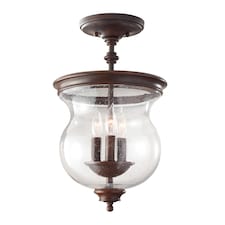 Pickering Lane 3 Light Semi Flush Ceiling Light Antique Bronze, E14