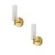 image 1 of ValueLights Canya Pair Gold IP44 Frosted Glass Wall Lights & Bulbs | Gold