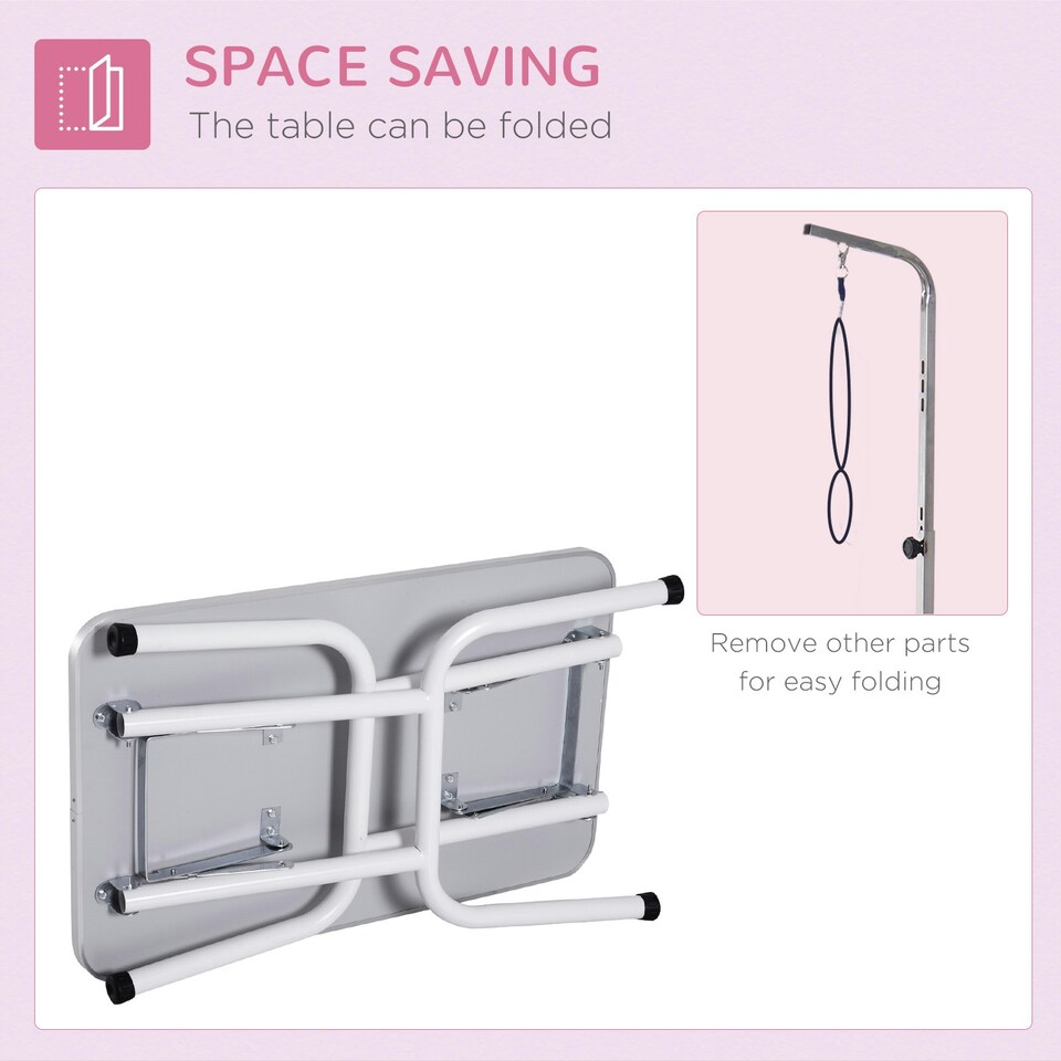 image 1 of PawHut Foldable Dog Grooming Table Adjustable Arm 81x49x80 cm