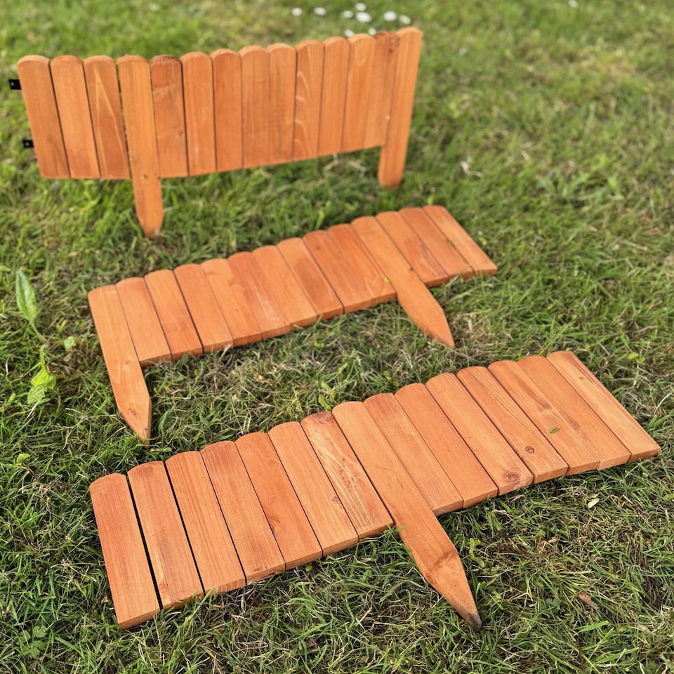 image 1 of Wooden Log Roll Style Garden Lawn Edging (70cm x 20cm) - 6 Panels