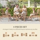 image 3 of Outsunny 4 Seater Garden Furniture Sofa Set with Curved Seat, Natural Wood | Brown | Natural wood finish | Four Seater