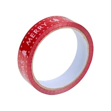 Eurowrap Printed Christmas Gift Tape - Red/White - One Size