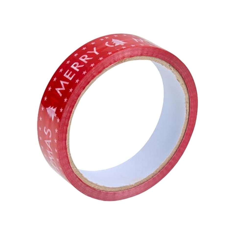 image 1 of Eurowrap Printed Christmas Gift Tape - Red/White - One Size