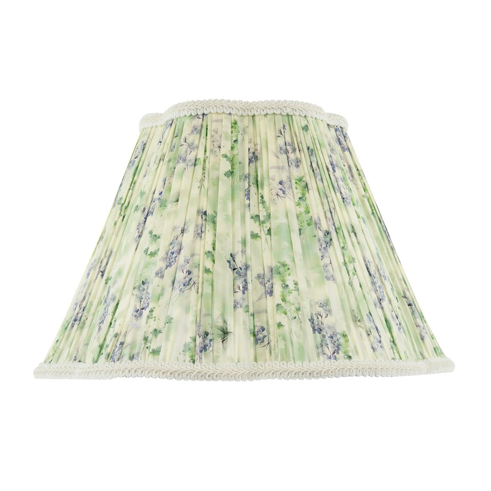 image 1 of Green and Blue Floral Victorian Scallop Shade with Embroidered Trims Green
