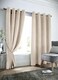 image 1 of Velvet Look Eyelet Ring Top Blackout Curtains - 168cm x 137cm - Cream