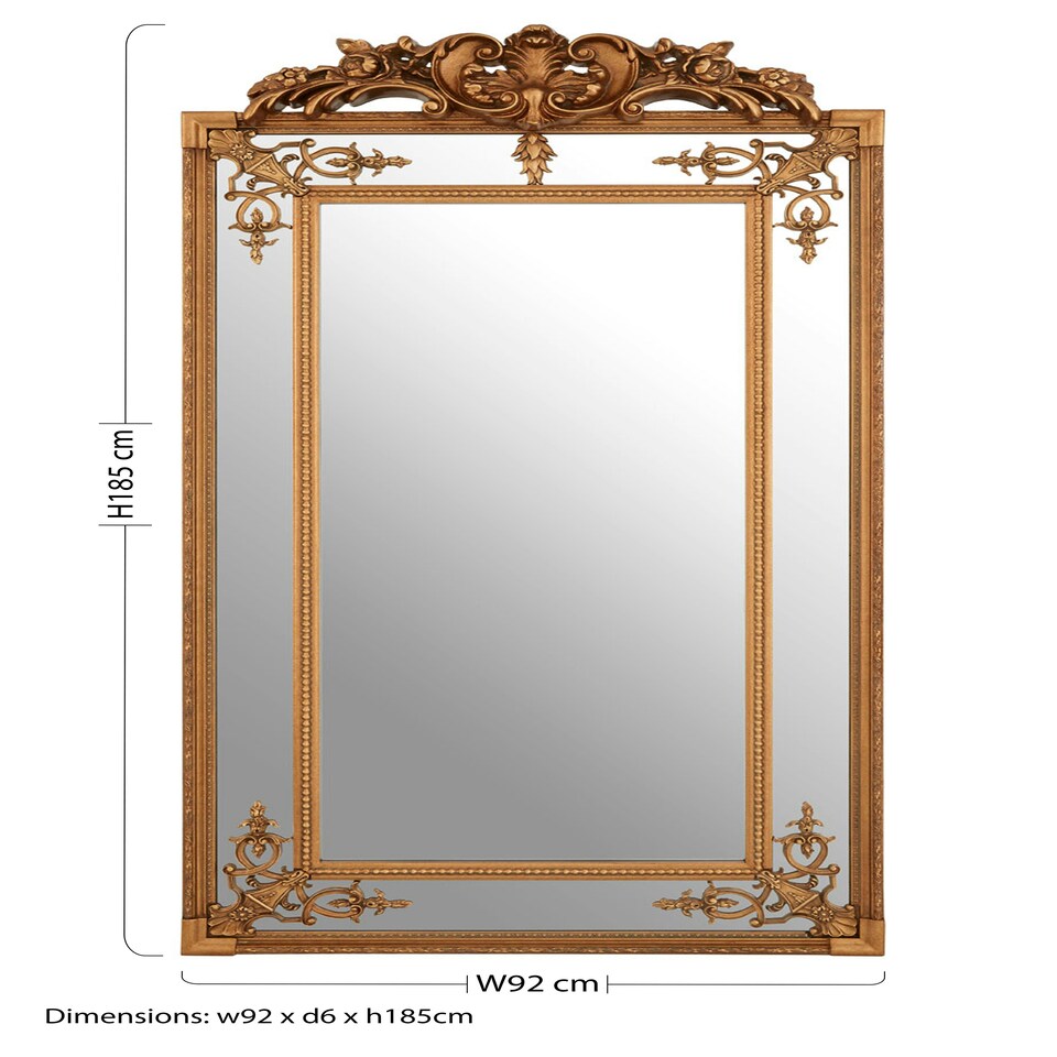 image 1 of Interiors by Premier Neoclassical Bevelled Wall Mirror with Gold Finish, Decorative Mirror with Ornate Frame, Statement Mirror Gold