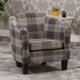 image 3 of Medford Chequered Fabric Tub Chair - Grey