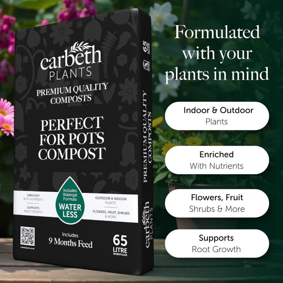 image 1 of Perfect for Pots Compost with 9 Month Feed - 65L - Water Less Formula - Ideal for Containers & Patio Planters
