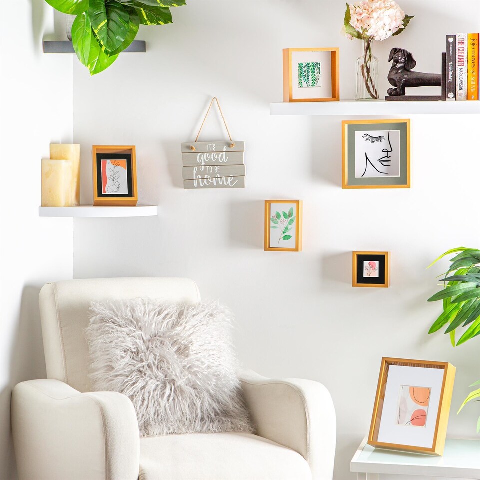 image 1 of Nicola Spring 5 x 7" Deep Photo Frames - Light Wood/Black Mount - 3D Deep Box Picture Frame Display Case (20 x 15cm) x2