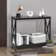image 4 of COSTWAY 2-Tier X-design Wooden Hall Desk Side Table Black