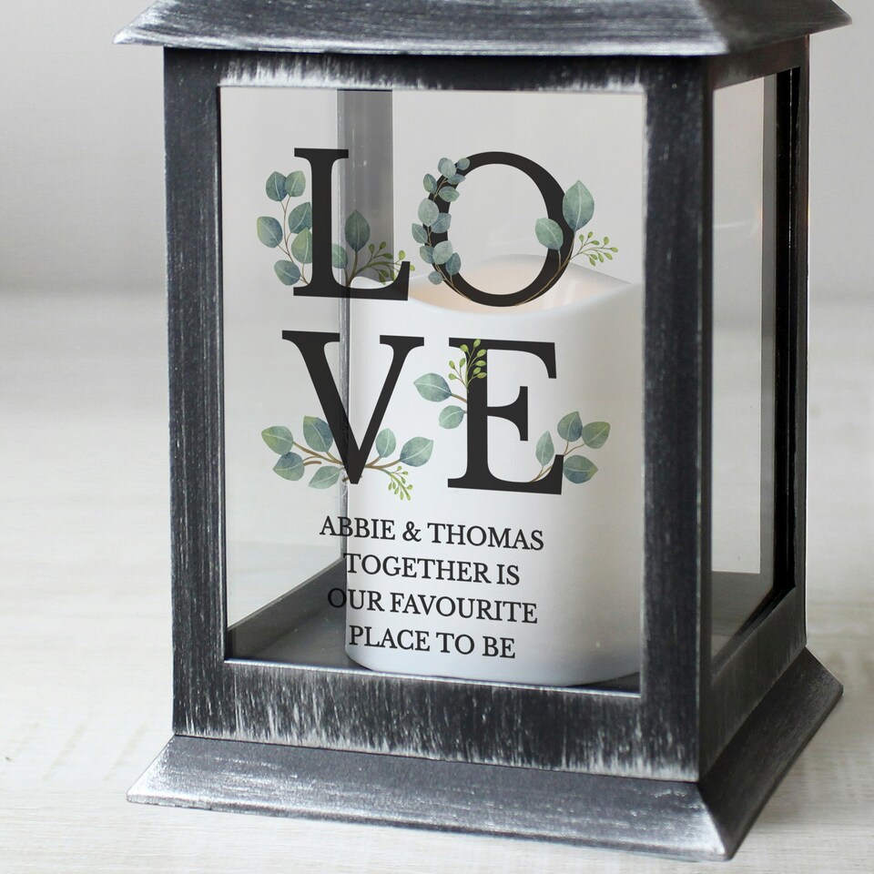 image 1 of Personalised LOVE Wedding Black LED Lantern