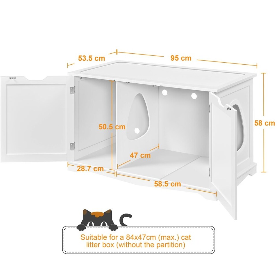 image 1 of Yaheetech Hidden Cat Litter Box Furniture White | One Size