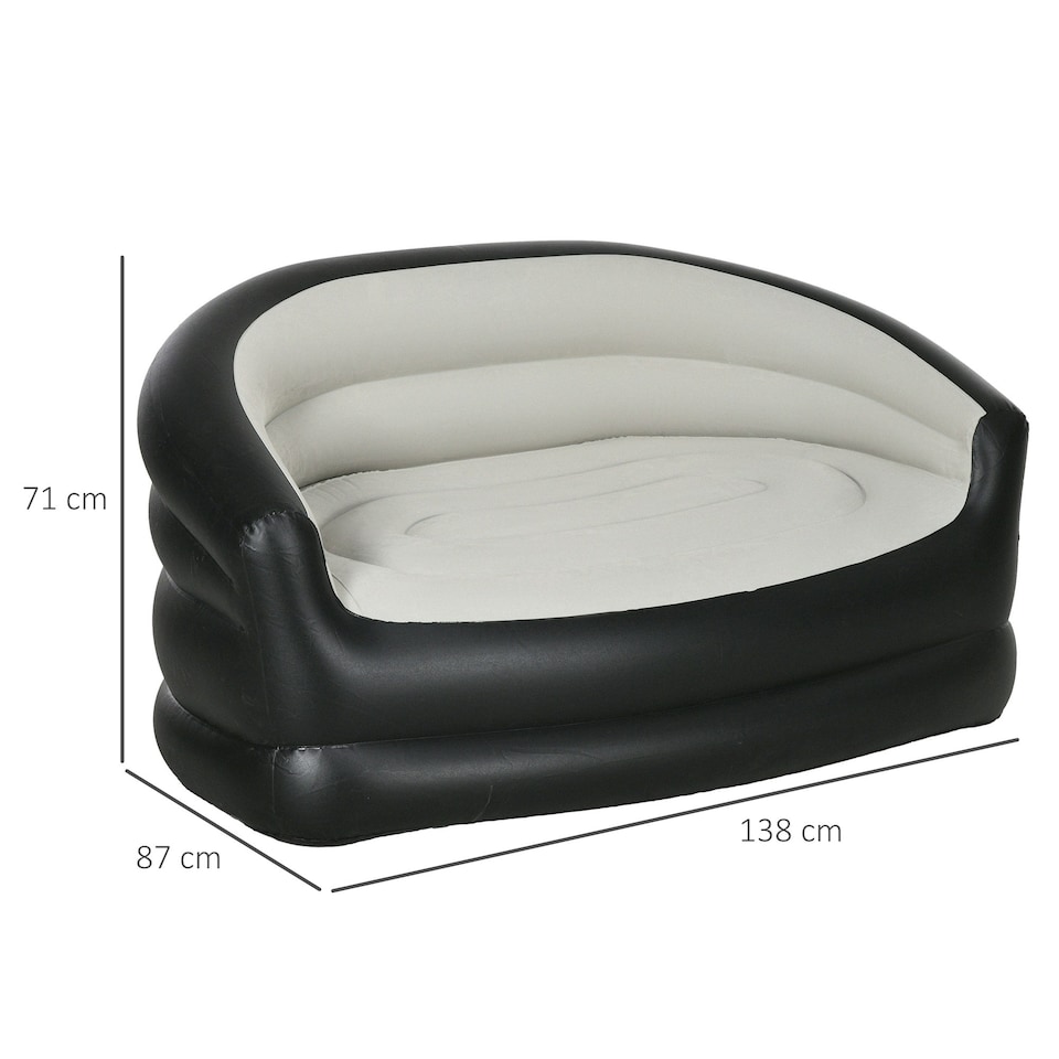 image 1 of Outsunny 2-Person Inflatable Sofa, Plush Fabric, Grey Grey | Grey