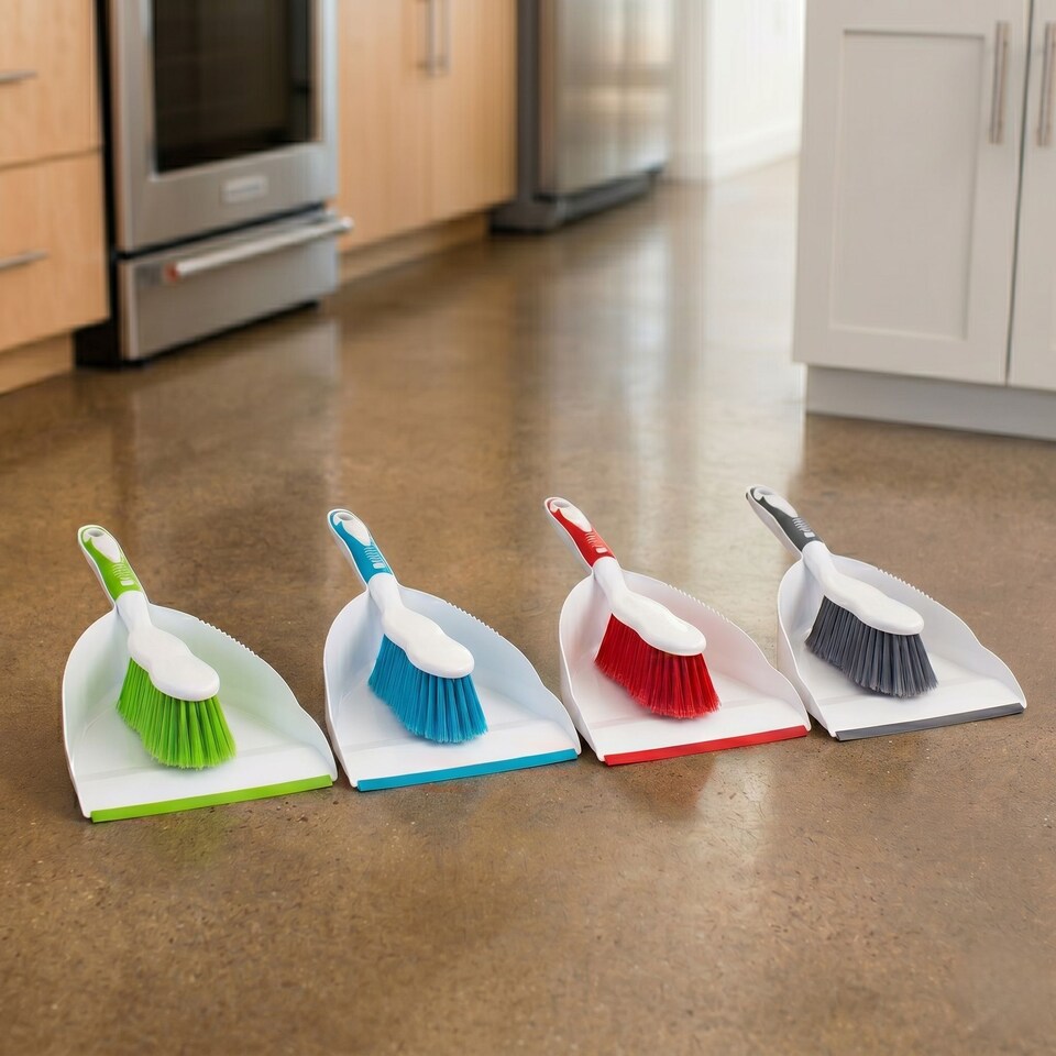 image 1 of Durable Bristles and Easy Sweep Dustpan and Brush Set