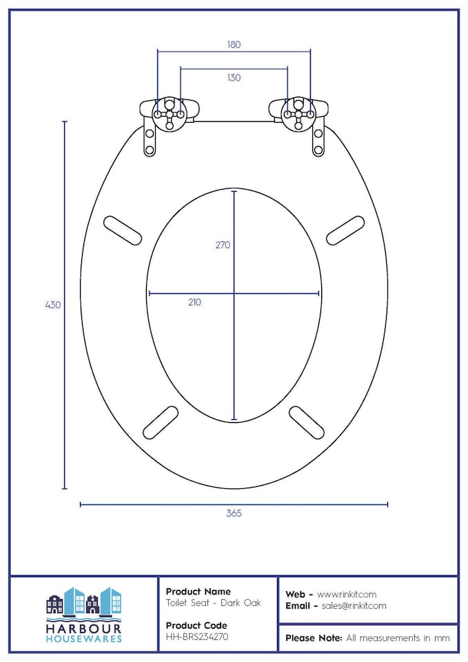 image 1 of Harbour Housewares Soft Close Wooden Toilet Seat - Dark Oak | Brown | Dark Oak