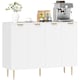 image 1 of HOMCOM Sideboard Buffet Cabinet, Modern Kitchen Storage Cabinet with 4 Doors and Adjustable Shelves, Living Room Cabinet with Metal Legs for Hallway, White | White | White