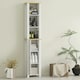 image 6 of kleankin Slim Bathroom Storage Unit with Open Compartment, White White