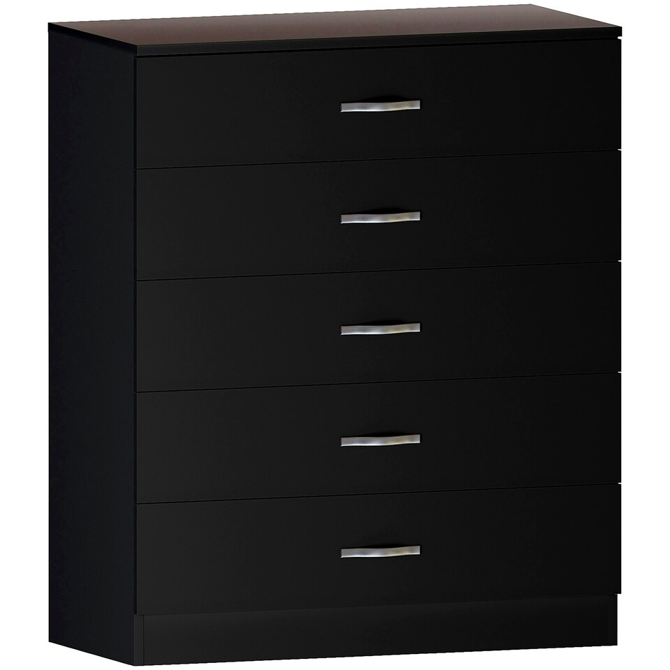 image 1 of Vida Designs Riano 5 Drawer Chest of Drawers Bedroom Storage, Black
