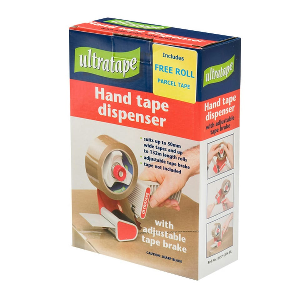 Ultratape 50mm Hand Tape Dispenser With Brake - Brown - One Size
