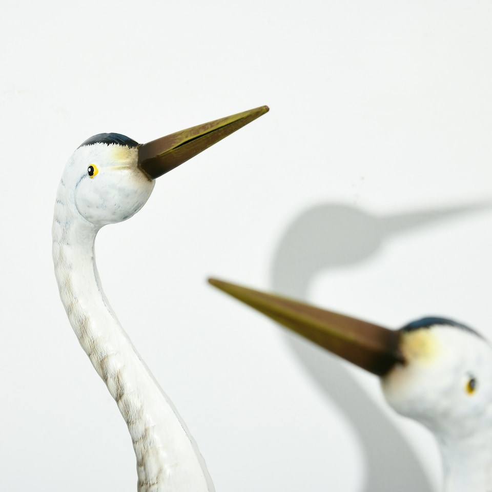 image 1 of Outsunny Crane Garden Ornaments, 2 PCS Steel Garden Statue Set Multi-Colour