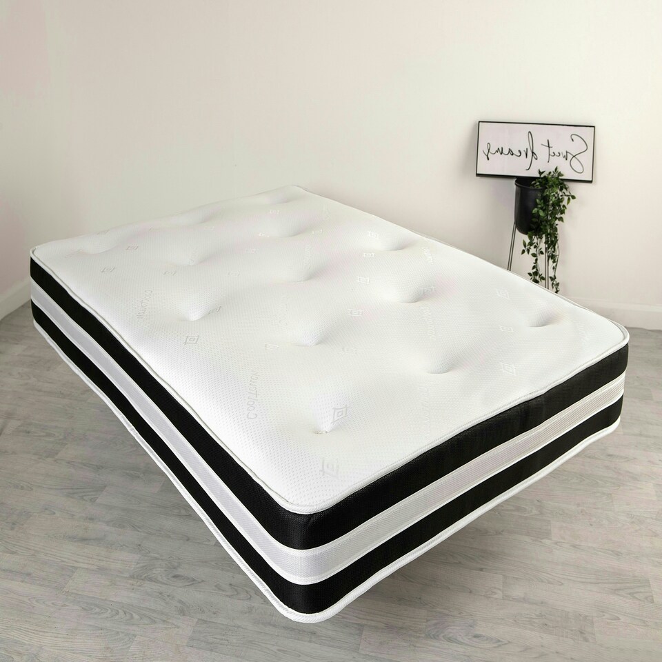 image 1 of 3D Quilted Tuft Mattress - 20cm Deep, Soft Comfort, Airflow Border Black | Single