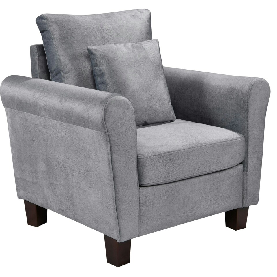 image 1 of Plush Velvet Sofa Suite With Armchair, 2-Seater Sofa And 3-Seater Sofa In Grey