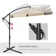 image 4 of Outsunny 2.7m Garden Banana Parasol Cantilever Umbrella with Crank Handle and Cross Base for Outdoor, Hanging Sun Shade, Light Brown