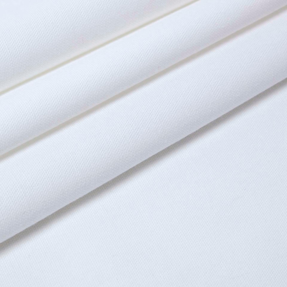 image 1 of Homescapes Pure Cotton Plain White Fabric 150 cm Wide | White | 150cm(60") wide, sold per metre length