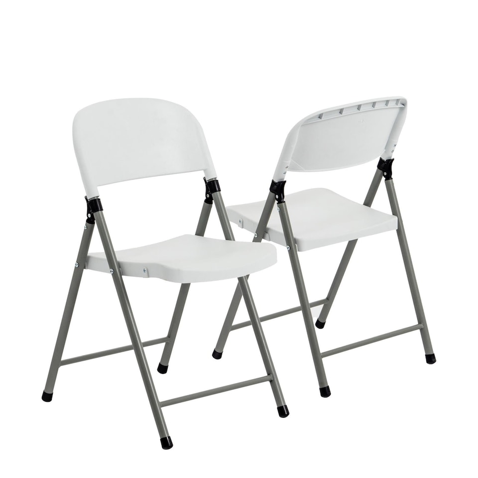 image 1 of Harbour Housewares Folding Trestle Chairs - White - Pack of 2 | White | White