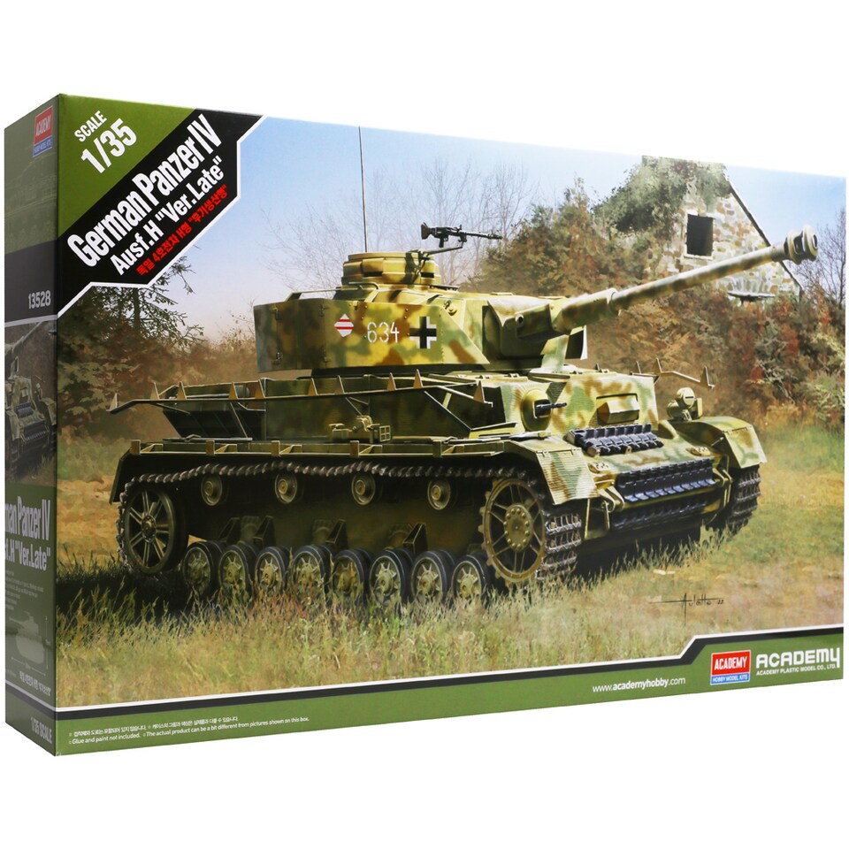 image 1 of Academy German Panzer IV Ausf.H Late Version Tank Military Model Kit Scale 1-35