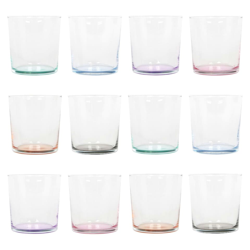 image 1 of LAV Bodega Glass Tumblers - 345ml - Colour Base - Pack of 12 Multi