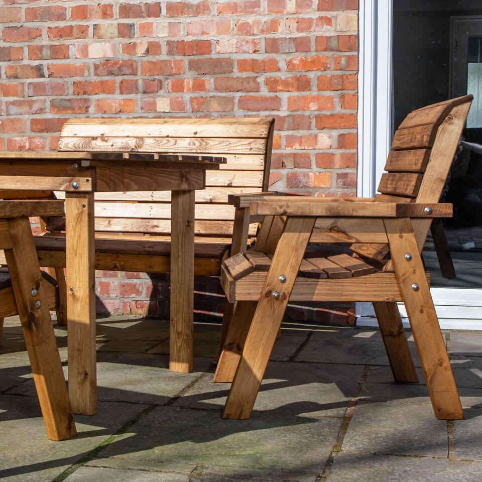 image 1 of Hand Made 6 Seater Rustic Wooden Garden Furniture Table and Bench/Chairs Set